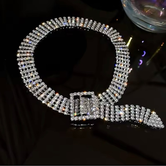 Full Rhinestone Choker Necklaces for Women Shiny Silver  Necklaces State… - Picture 1 of 4